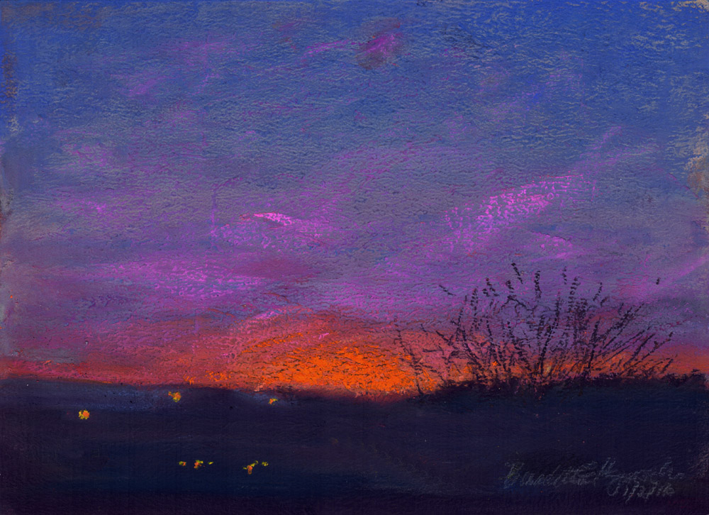 Coral Sunset, 8 x 12, pastel © Bernadette E. Kazmarski